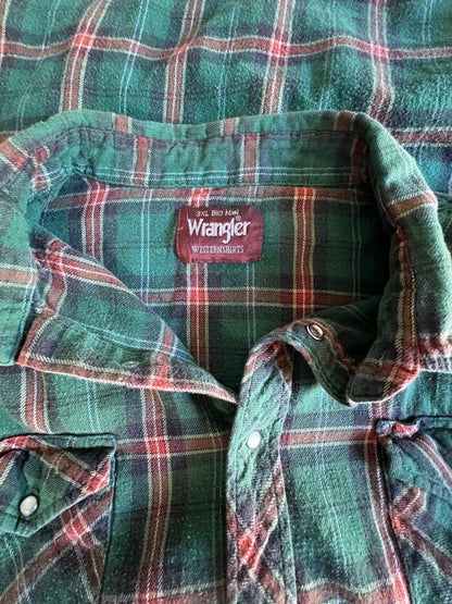 Vintage Oversized Wrangler Pearl Snap Flannel 3XL