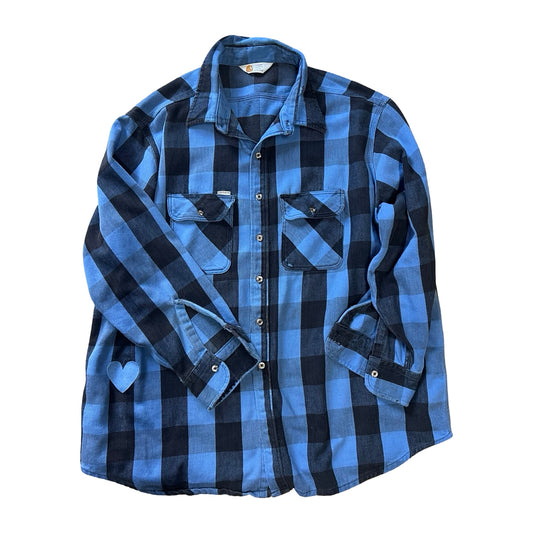 Vintage 90’s Carhartt Buffalo Plaid Oversized Flannel Heart Patch XXL