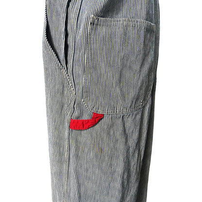 Rare Vintage 1950’s GWG Railroad Stripe Zip Front Distressed Overalls XL