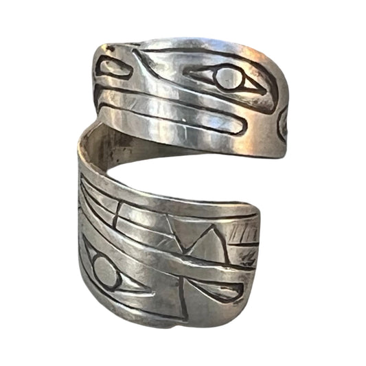 Vintage Sterling Silver Totem Wrap Ring
