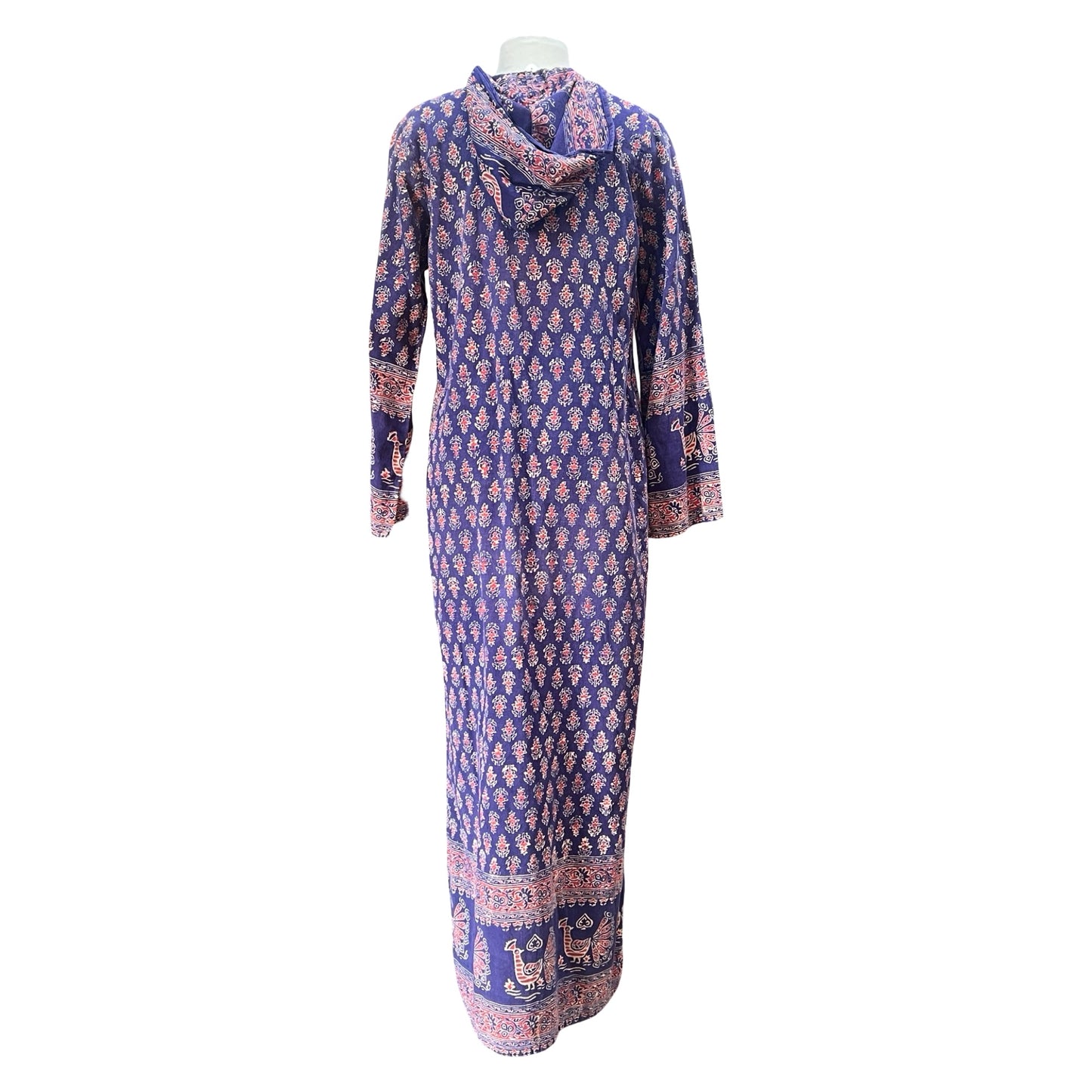 Rare Vintage Batik Peacock Robe w/ Hood Made in India