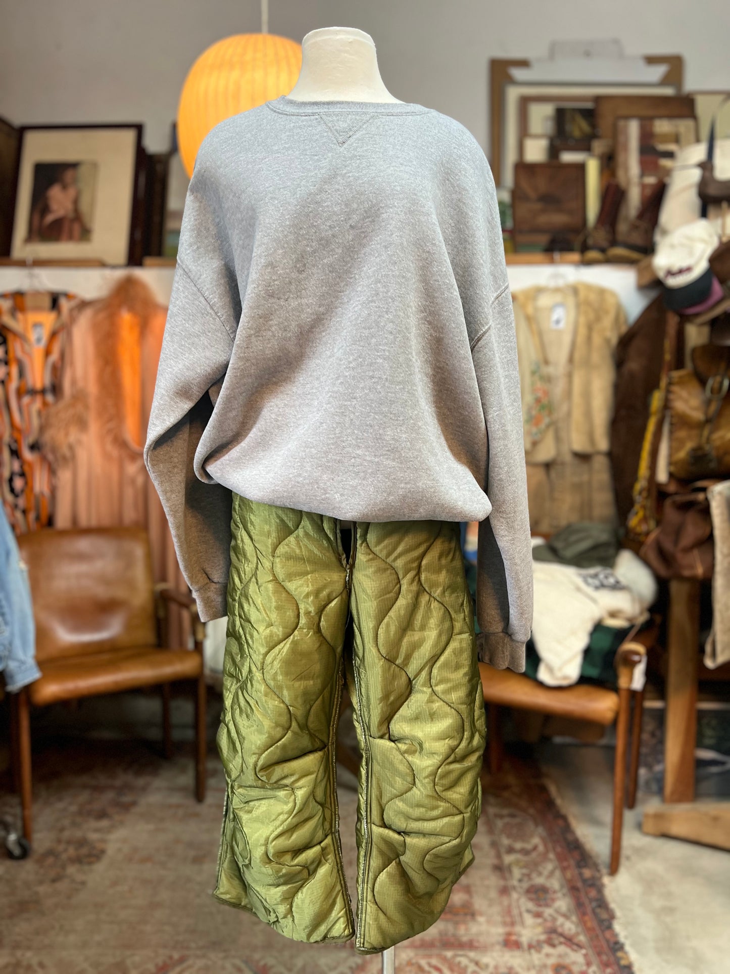 Vintage Military Army Quilted Liner Cropped Pants