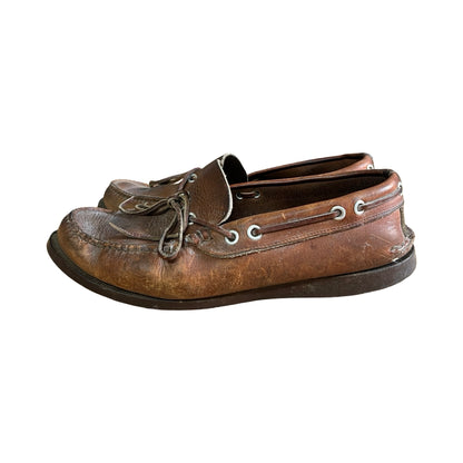 Vintage 1960’s Weron Distressed & Worn To Perfection Leather Boat Shoes Mens 8.5 Women’s 10