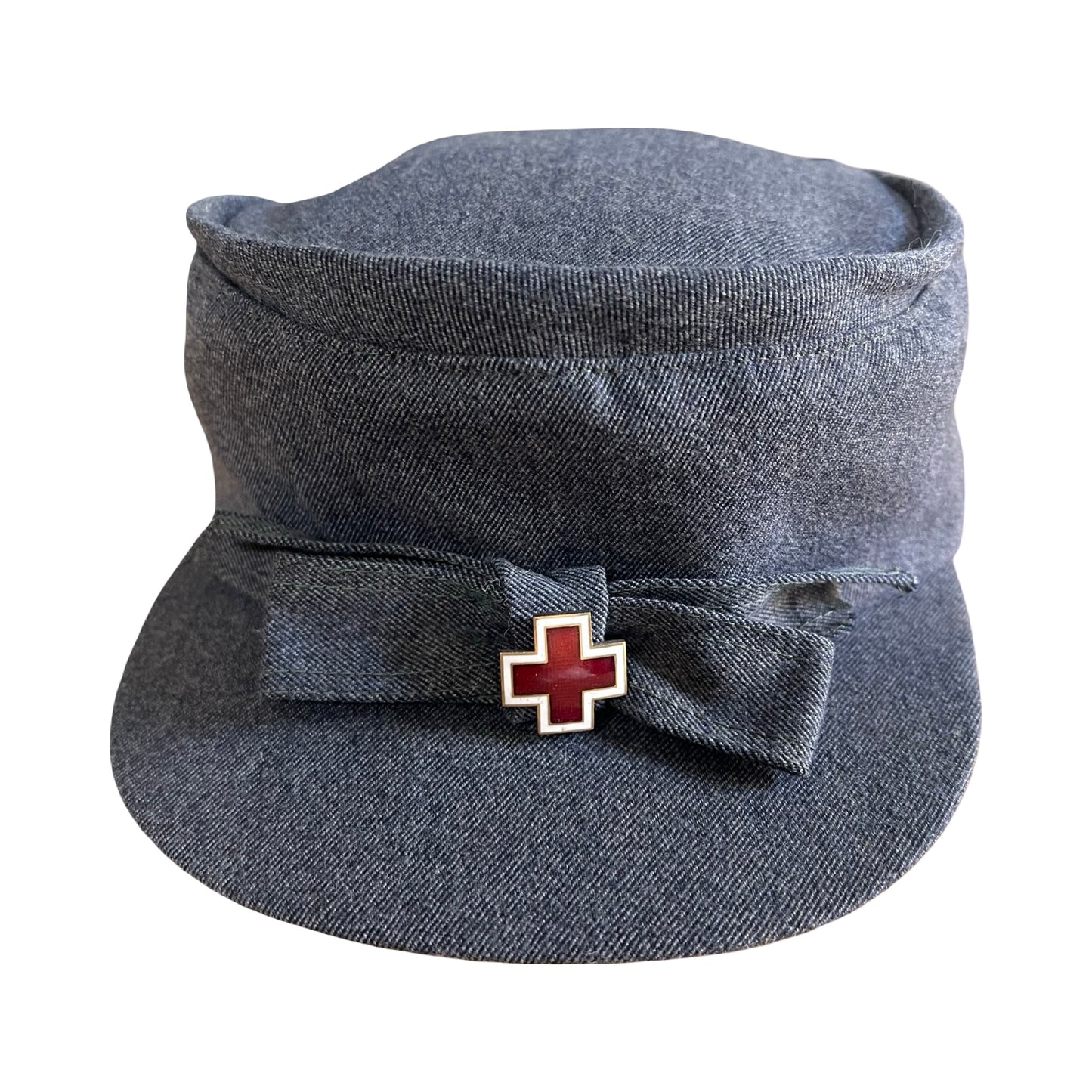 Rare Vintage WWII Amercian Red Cross Winter Wool Nurse Pillbox Hat