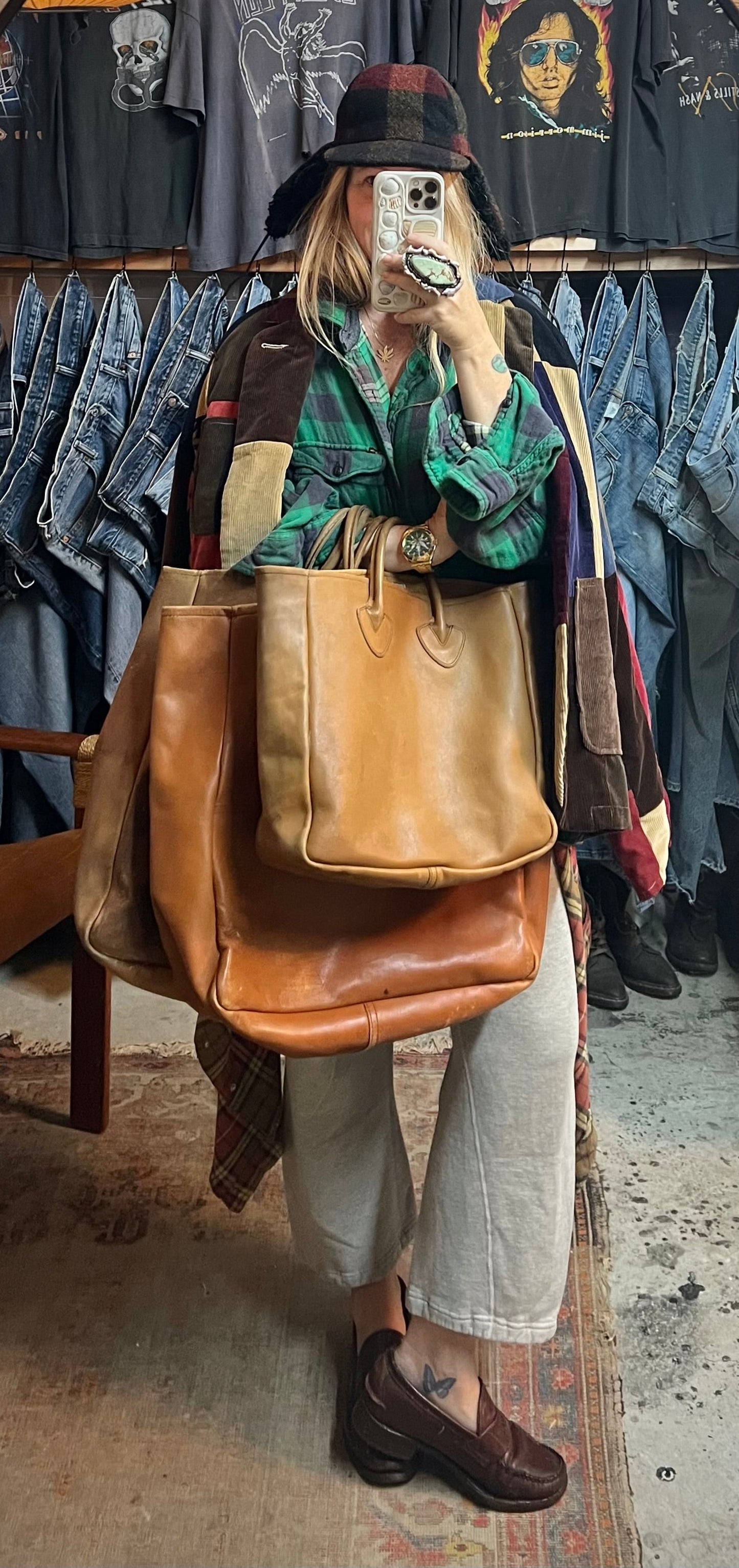 RARE Vintage LL Bean 1980’s Distressed Leather Tote XL