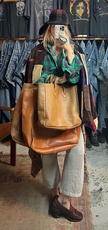 RARE Vintage LL Bean 1980’s Distressed Leather Tote XL