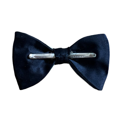Vintage Black Silk Clip On Bow Tie