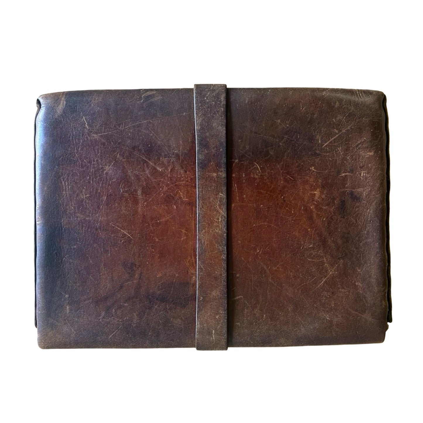 Vintage 70’s Large Handmade Leather Portfolio Briefcase Brass Hardware Beautiful Patina