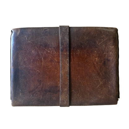 Vintage 70’s Large Handmade Leather Portfolio Briefcase Brass Hardware Beautiful Patina