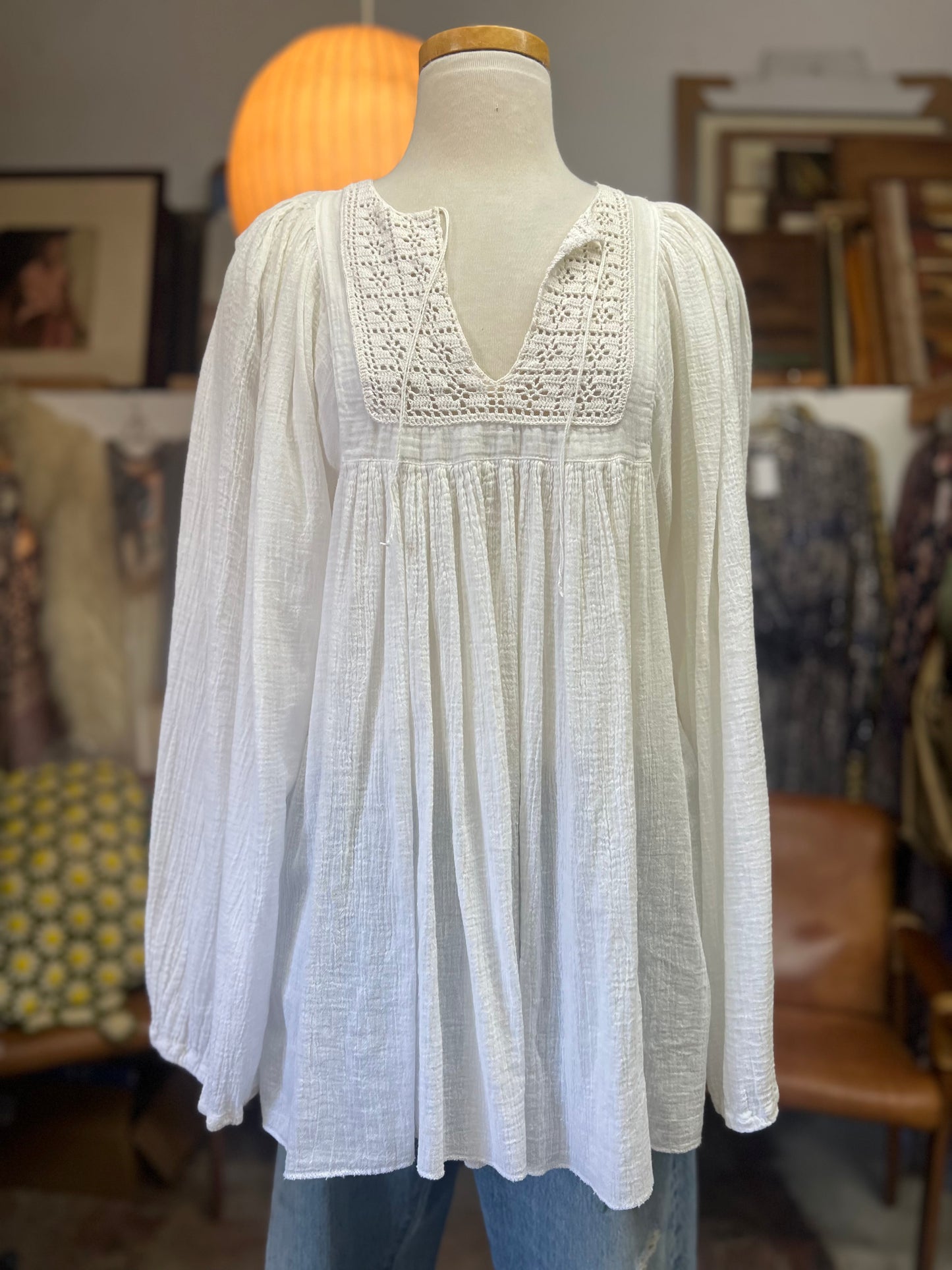 Rare Vintage 70’s Sheer Goddess Gauze Blouse L