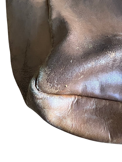 RARE Vintage LL Bean 1970’s Cursive Label Distressed Leather Tote XL