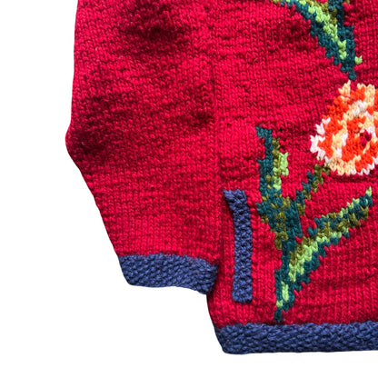 RARE Vintage 80’s Hand Knit Tulip Cowichan Sweater Jacket w/ Pockets L/XL