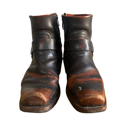 Vintage Frye Harness Ankle Zip Boots Distressed 8.5