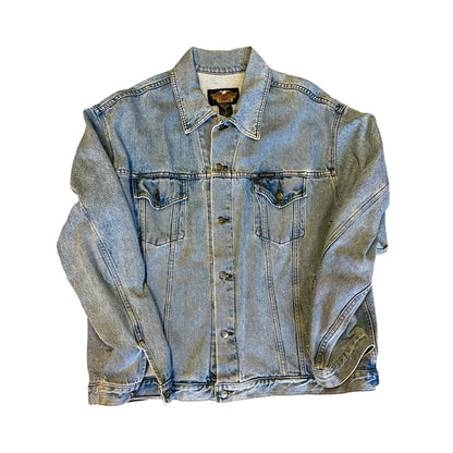 Vintage Harley Davidson Oversized Denim Jacket Back Patch XL