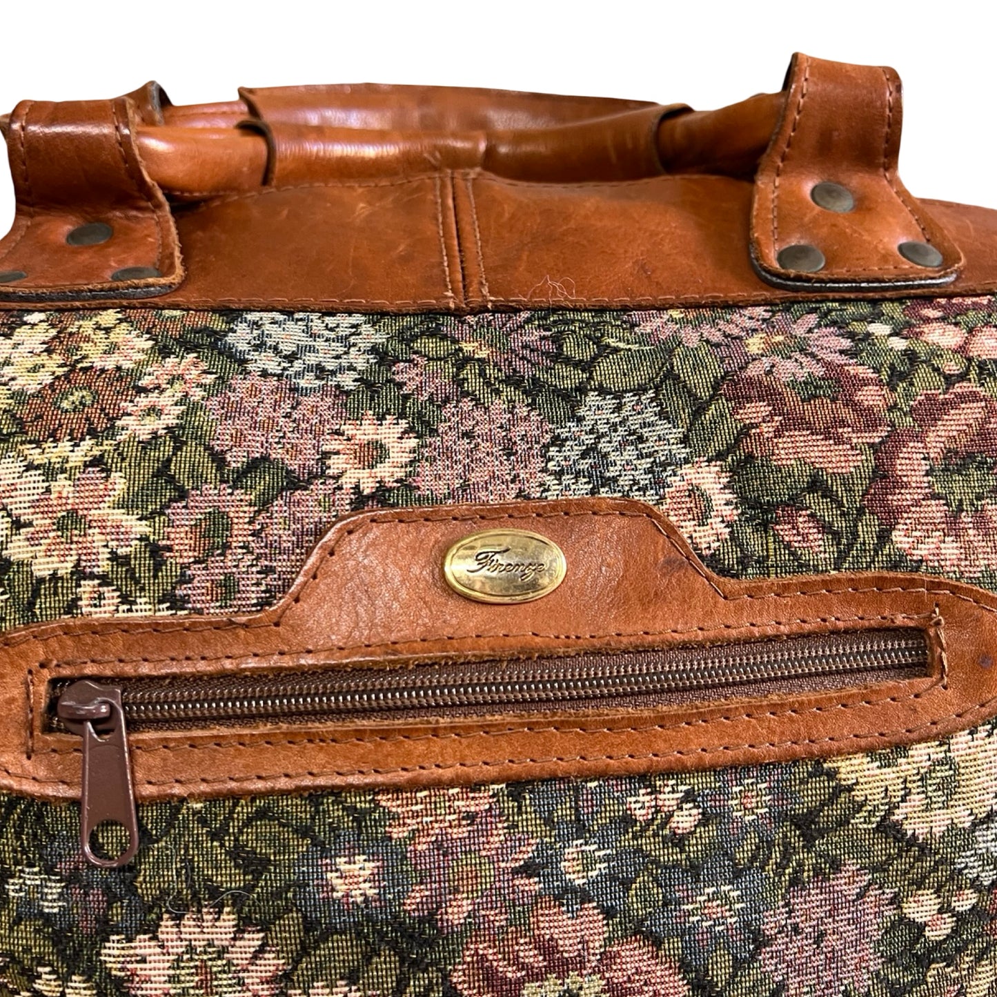 Vintage 1980’s Firenze Needlepoint Weekender Duffle Made In Italy