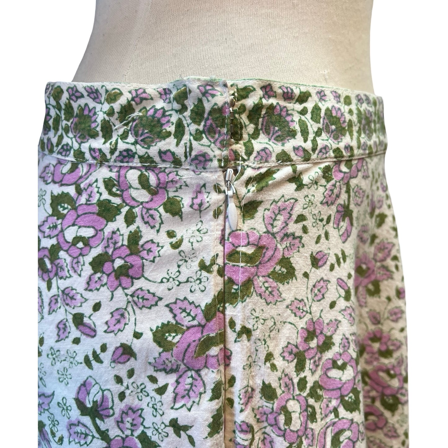 Vintage 70’s India Block Print Floral Maxi Skirt XL