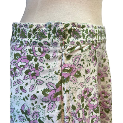 Vintage 70’s India Block Print Floral Maxi Skirt XL
