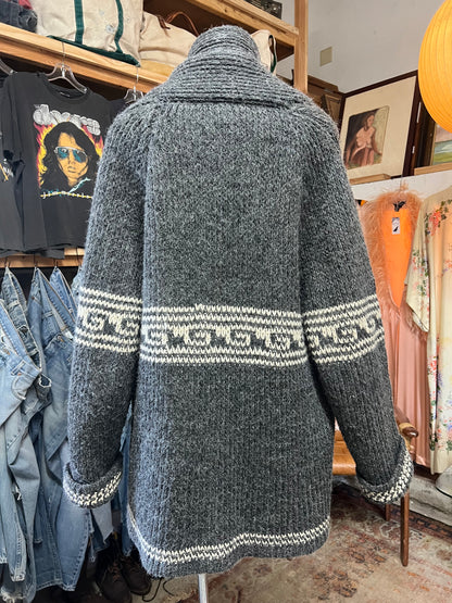 Vintage 1970’s Hand Knit Oversized Cowichan Cardigan XL