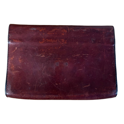 Rare Vintage 1940's Art Deco Leather Clutch Ostrich Inlay