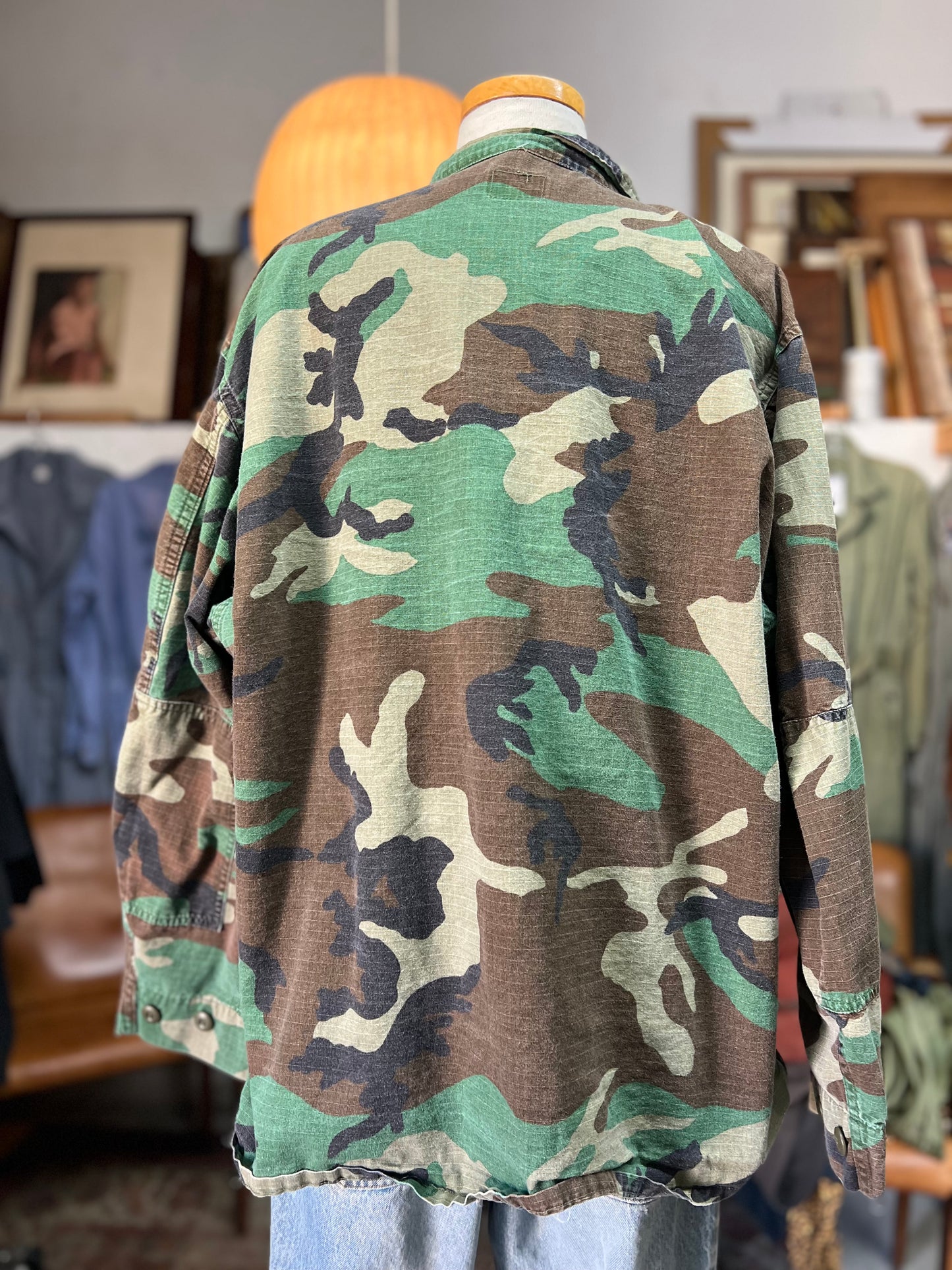 Classic Vintage Ripstop Camo Jacket Elbow Patches XL