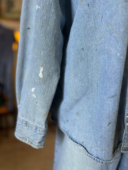 Vintage 80’s Heavily Distressed Denim Shirt L