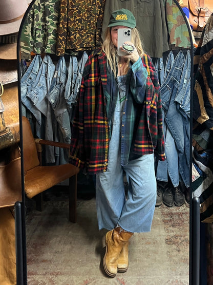 Vintage Distressed Key Imperial Denim Overalls Raw Hem