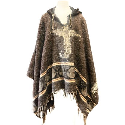 Rare Vintage 1960’s Guatemalan Quetzal Bird Handmade Wool Poncho O/S