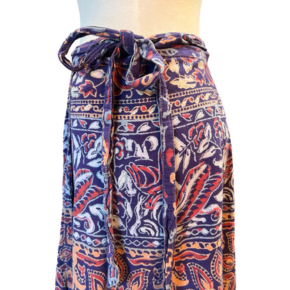 Vintage Geeta Batik Print Maxi Wrap Skirt O/S