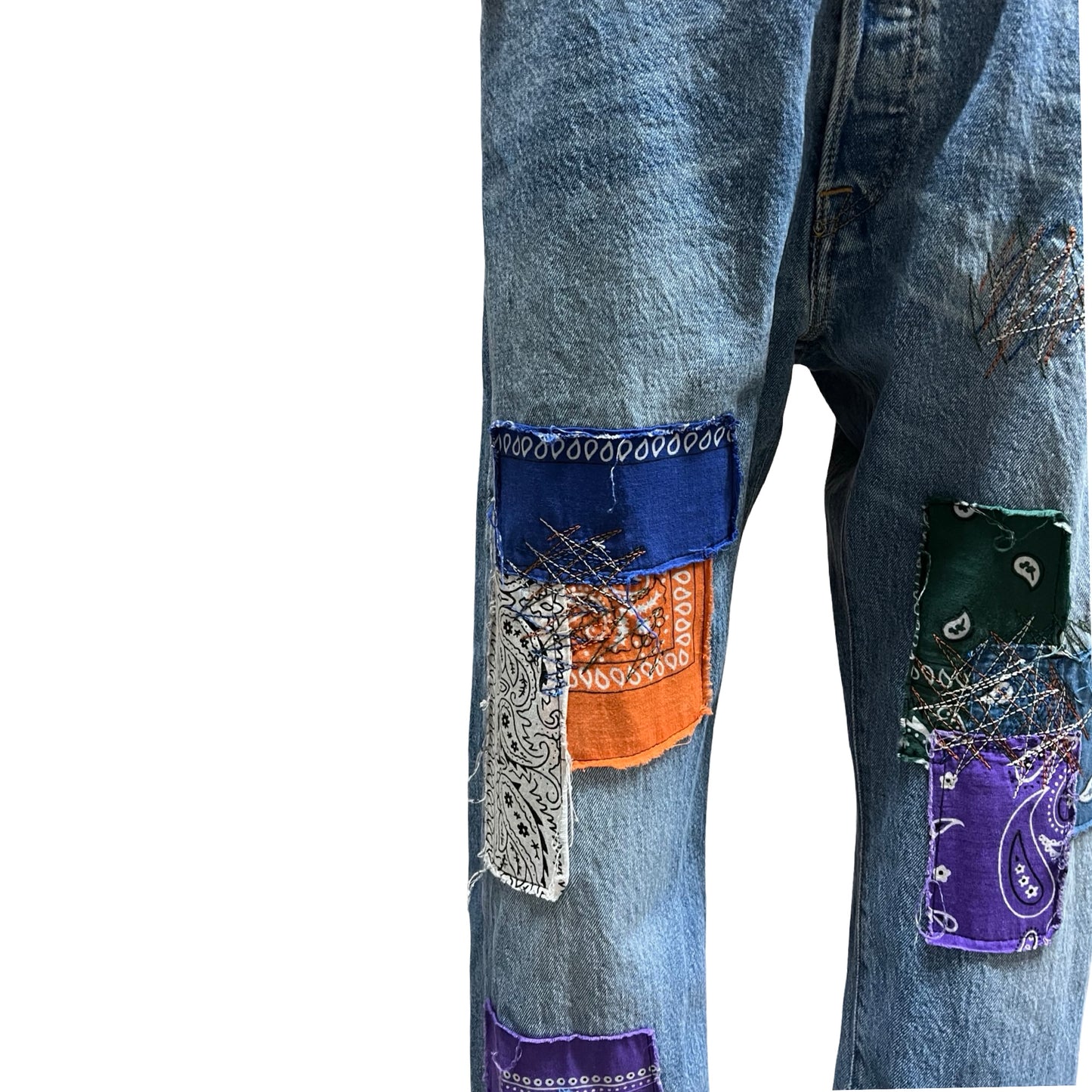 Rare Rialto Jean Project for Free People Bandana Patched Levis 501 36