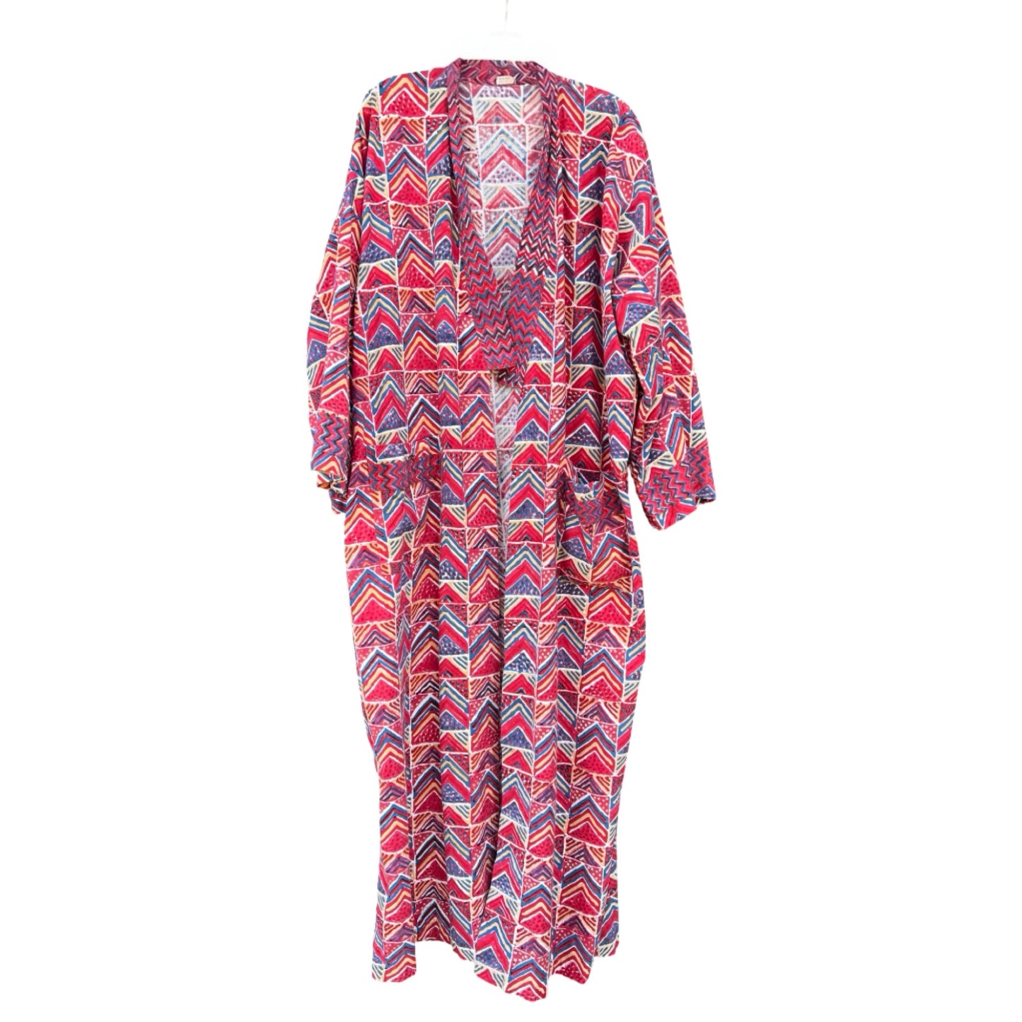 Vintage 1970’s Original Soma Jaipur Cotton India Block Print Maxi Kimono Robe
