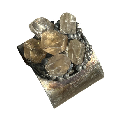 Signed Mikal Winn 2013 Multi Raw Crystal Brutalist Cuff