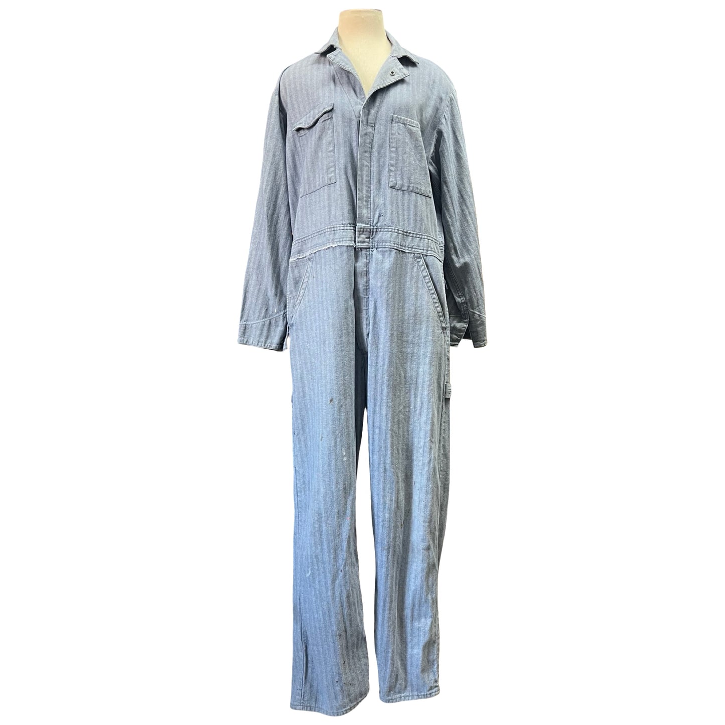 Vintage Dickies Herringbone Twill Distressed Denim Jumpsuit M 42R