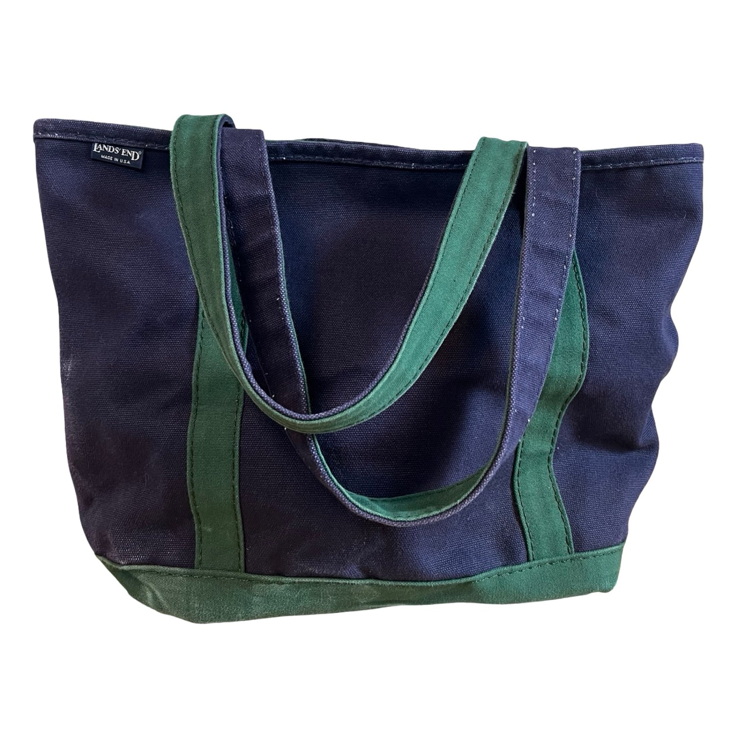 Vintage Lands End Canvas Zip Top Tote