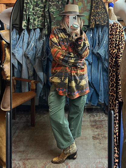 Vintage “King Size” Oversized Aztec Fleece Button Down XXL