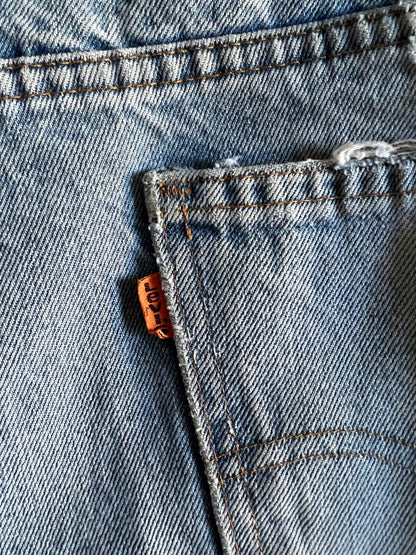 Vintage Distressed Levi’s Orange Tab 517 Flares Made in USA El Paso, TX 36 x 30