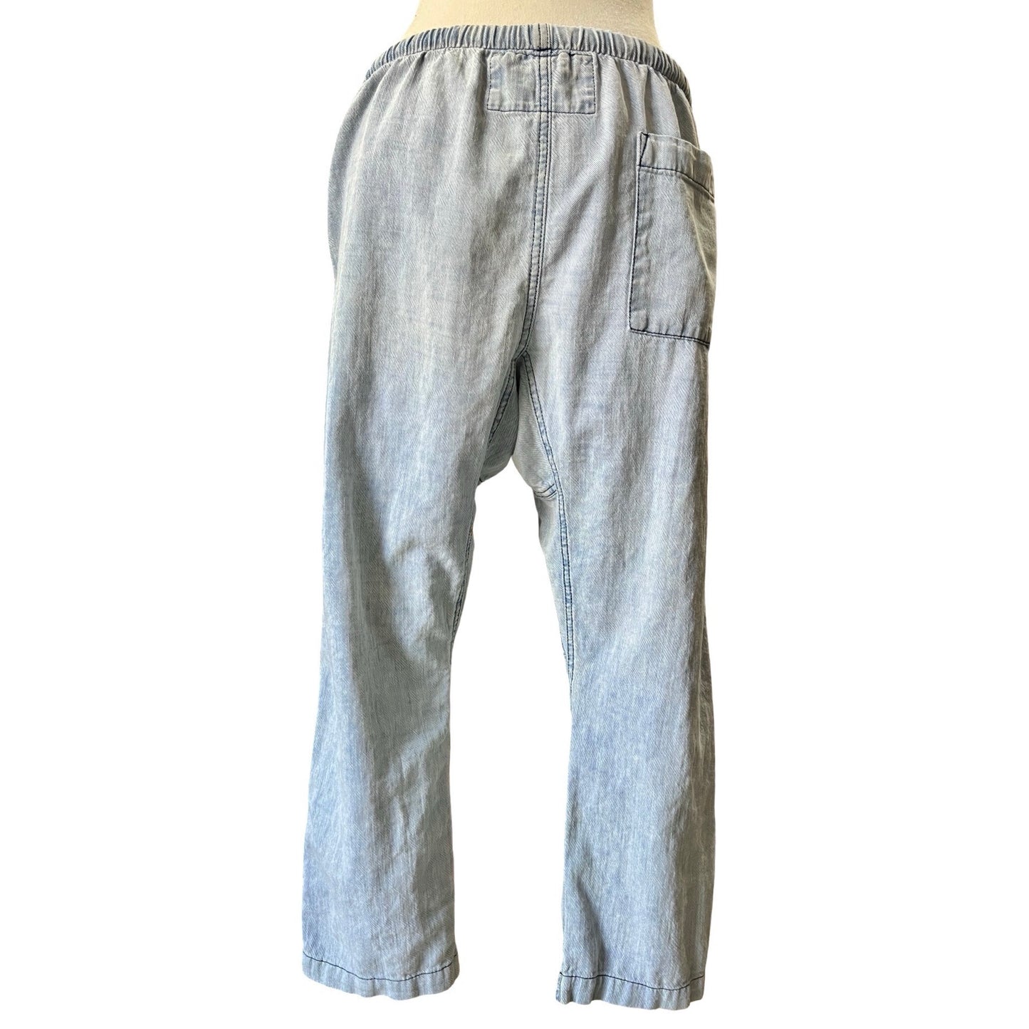 Free City Chambray Denim Drop Crotch Pants Gold Stripe M