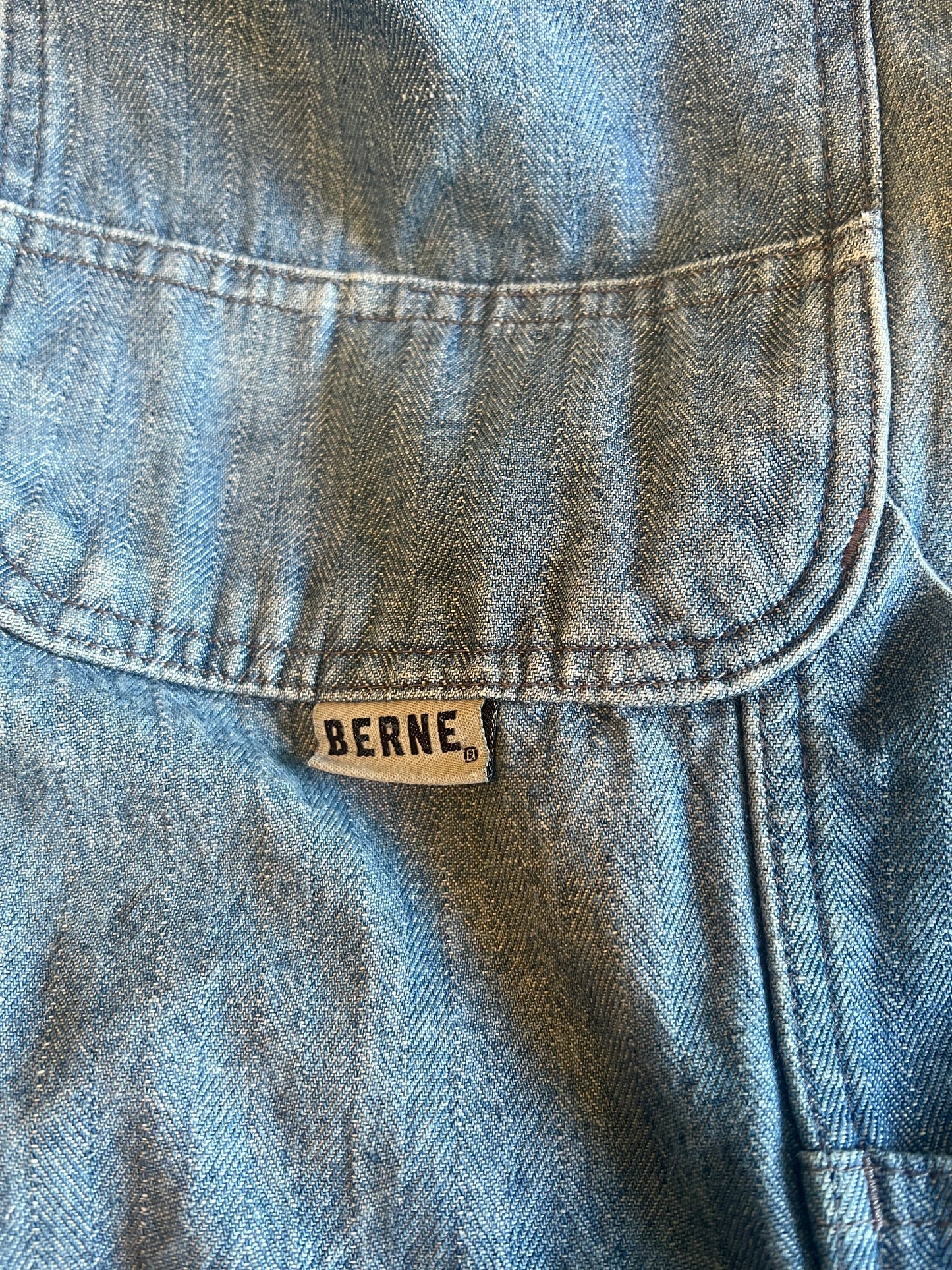 Vintage Oversized Berne Herringbone Twill Denim Jumpsuit XXL