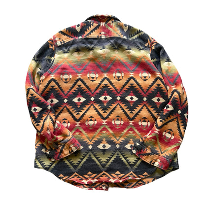RARE Vintage Polo Ralph Lauren Southwestern Aztec Oversized Tab Collar Heavyweight Flannel XXL