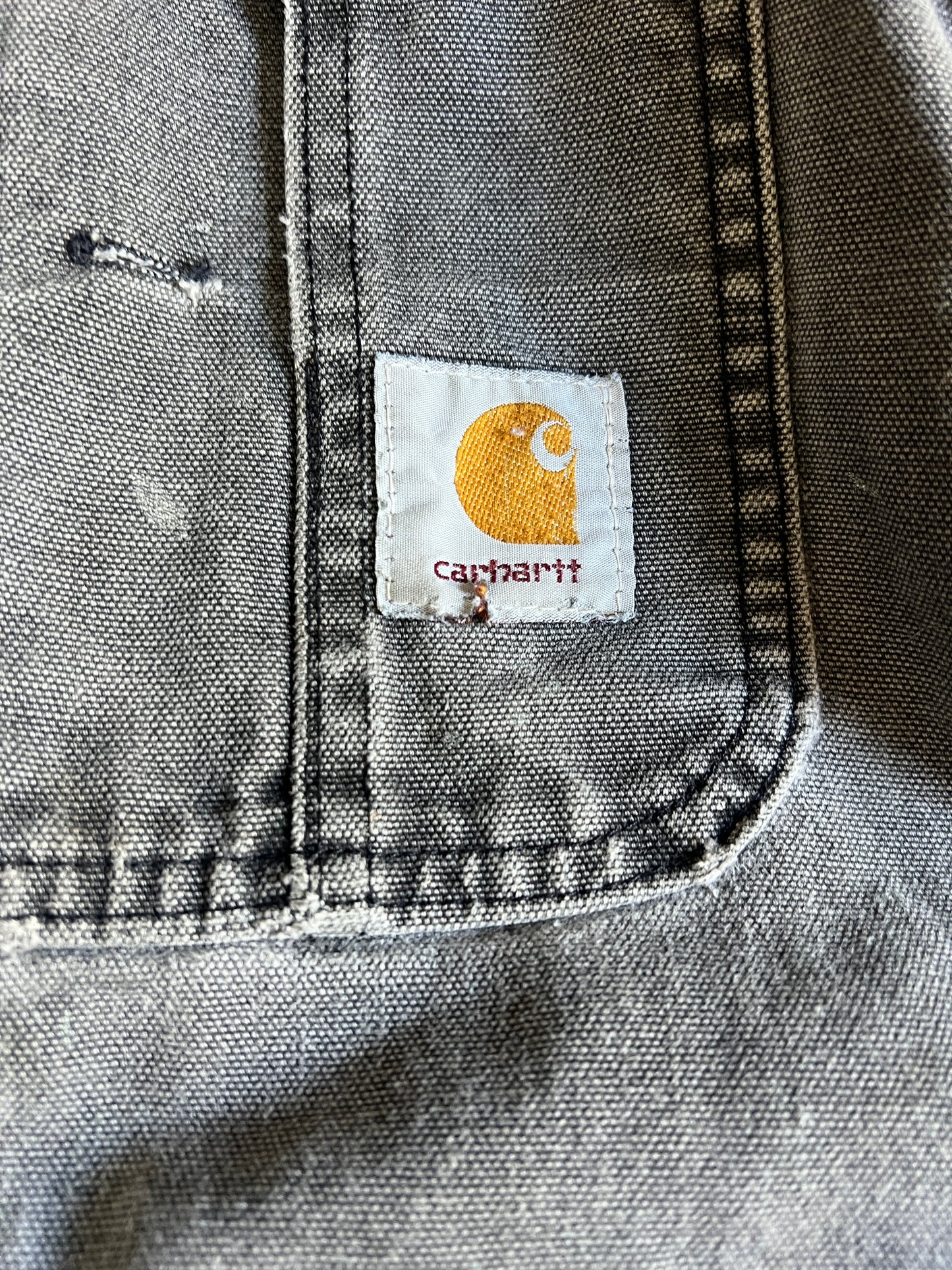 Vintage Heavily Distressed Carhartt Double Knee Faded Black Overalls