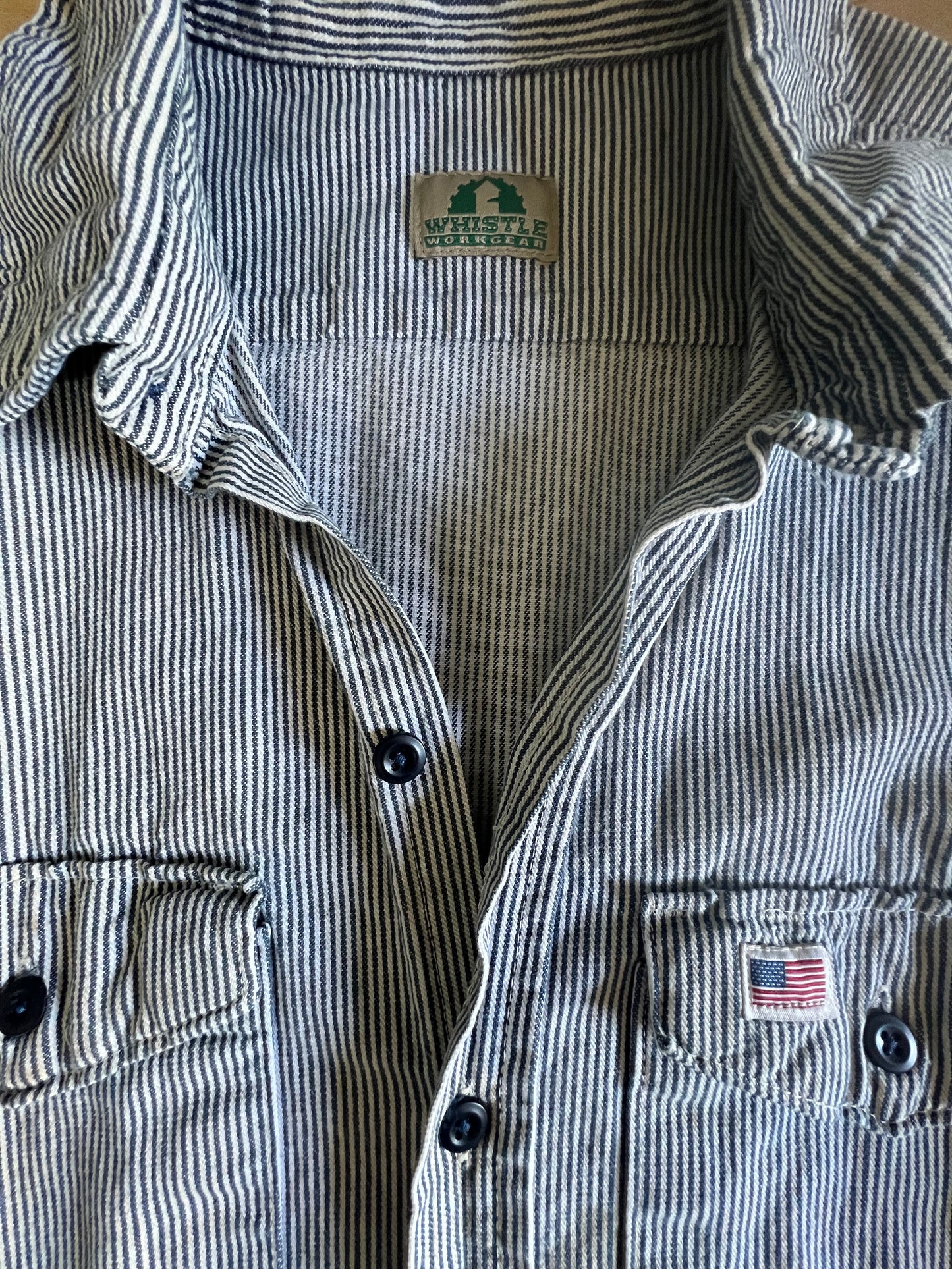 Vintage Heavily Distressed Hickory Stripe Work Shirt XL/XXL