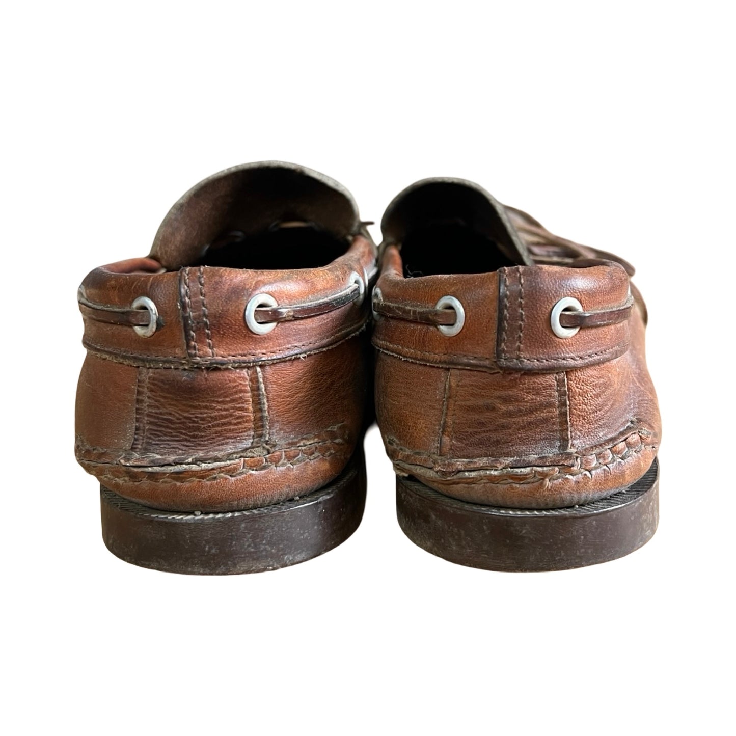 Vintage 1960’s Weron Distressed & Worn To Perfection Leather Boat Shoes Mens 8.5 Women’s 10