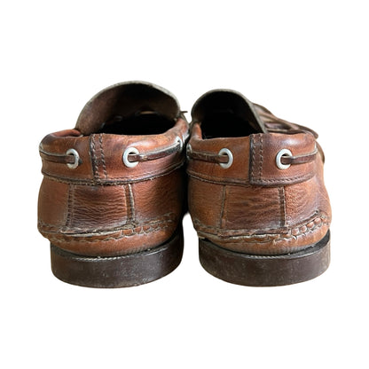 Vintage 1960’s Weron Distressed & Worn To Perfection Leather Boat Shoes Mens 8.5 Women’s 10