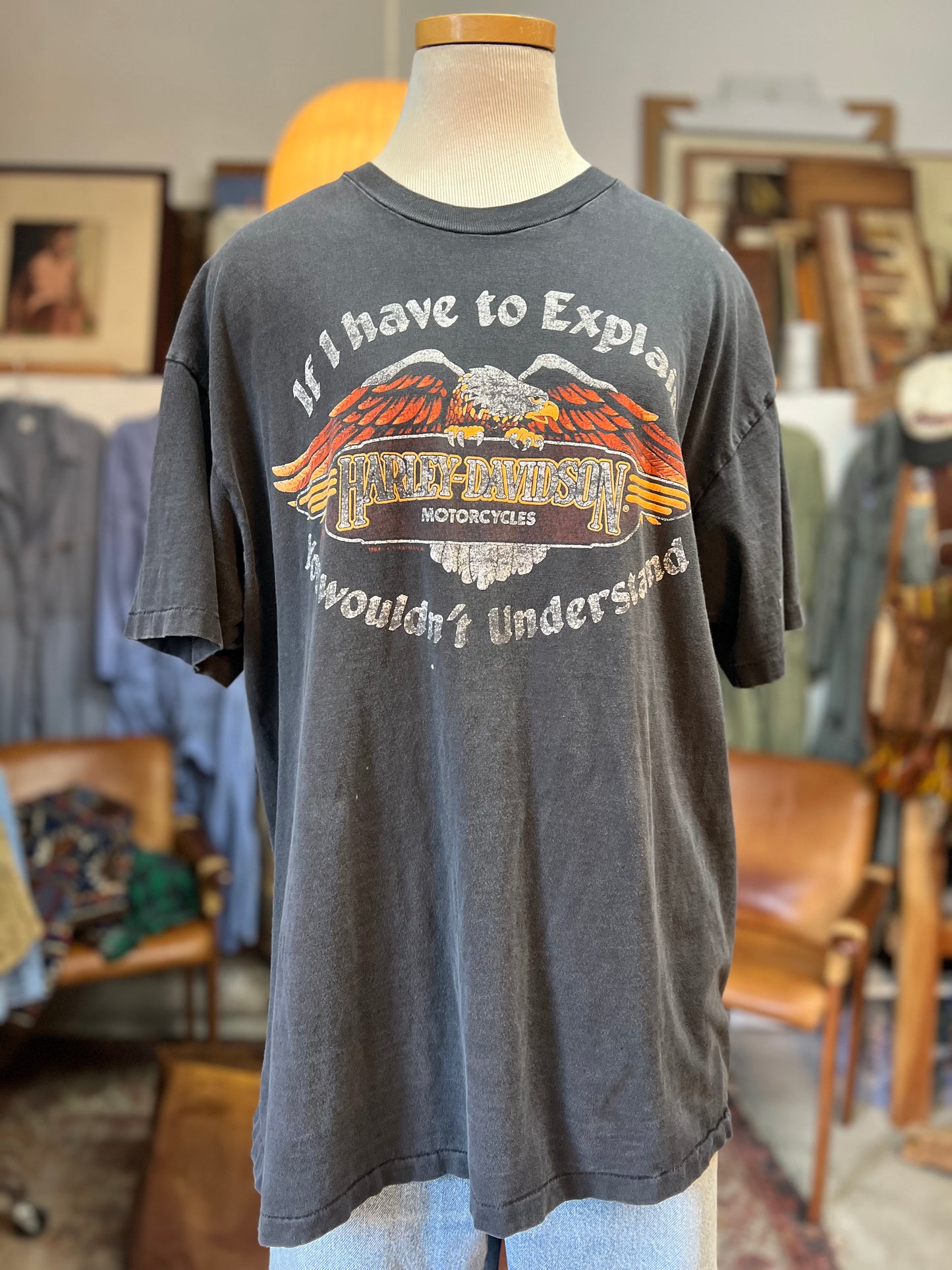 VERY RARE Vintage 1983 Single Stitch Harley Davidson If I Have To Explain T-Shirt XXL
