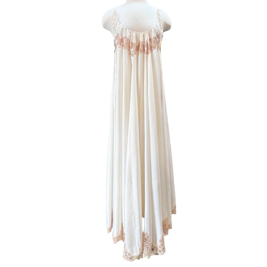 Rare Collectible Vintage 1970’s Silk 8-Panel Janet Reger London Ethereal Maxi Dressing Gown Lace Trim