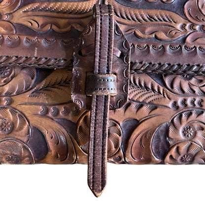 Vintage 70’s Hand Tooled Oversized Structured Clutch