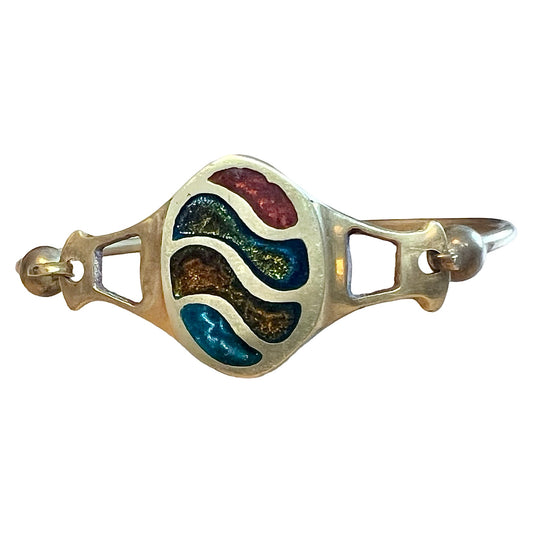 Vintage 1970’s Inlay Modernist Brass Cuff