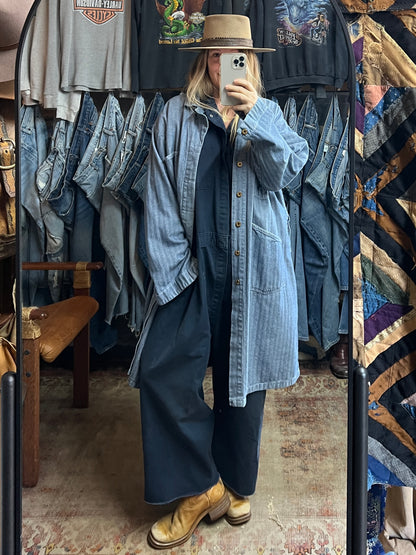 Vintage 1950’s Herringbone Twill Made in Mexico Denim Machinist Coat 52R