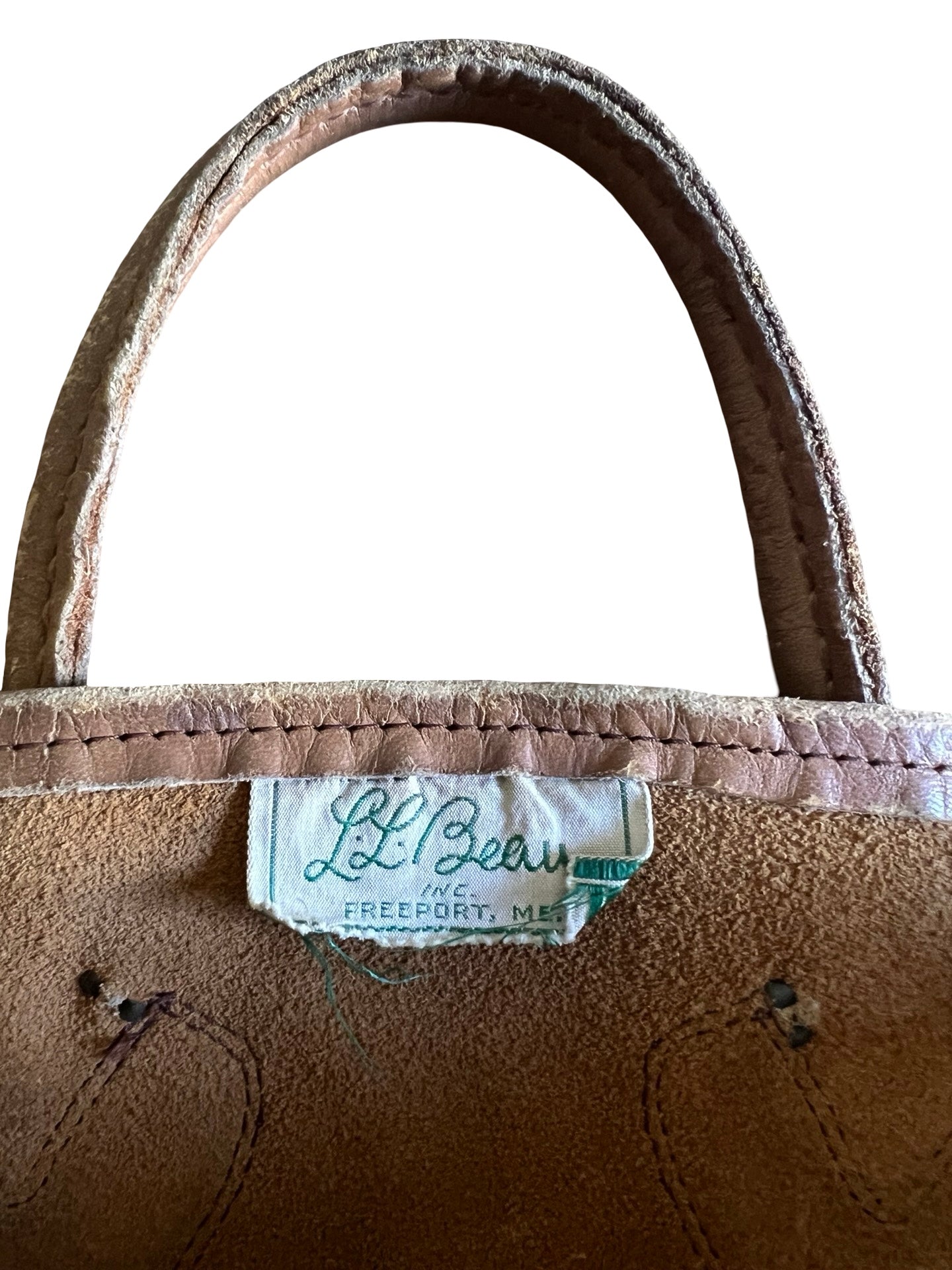 RARE Vintage LL Bean 1970’s Cursive Label Distressed Leather Tote XL