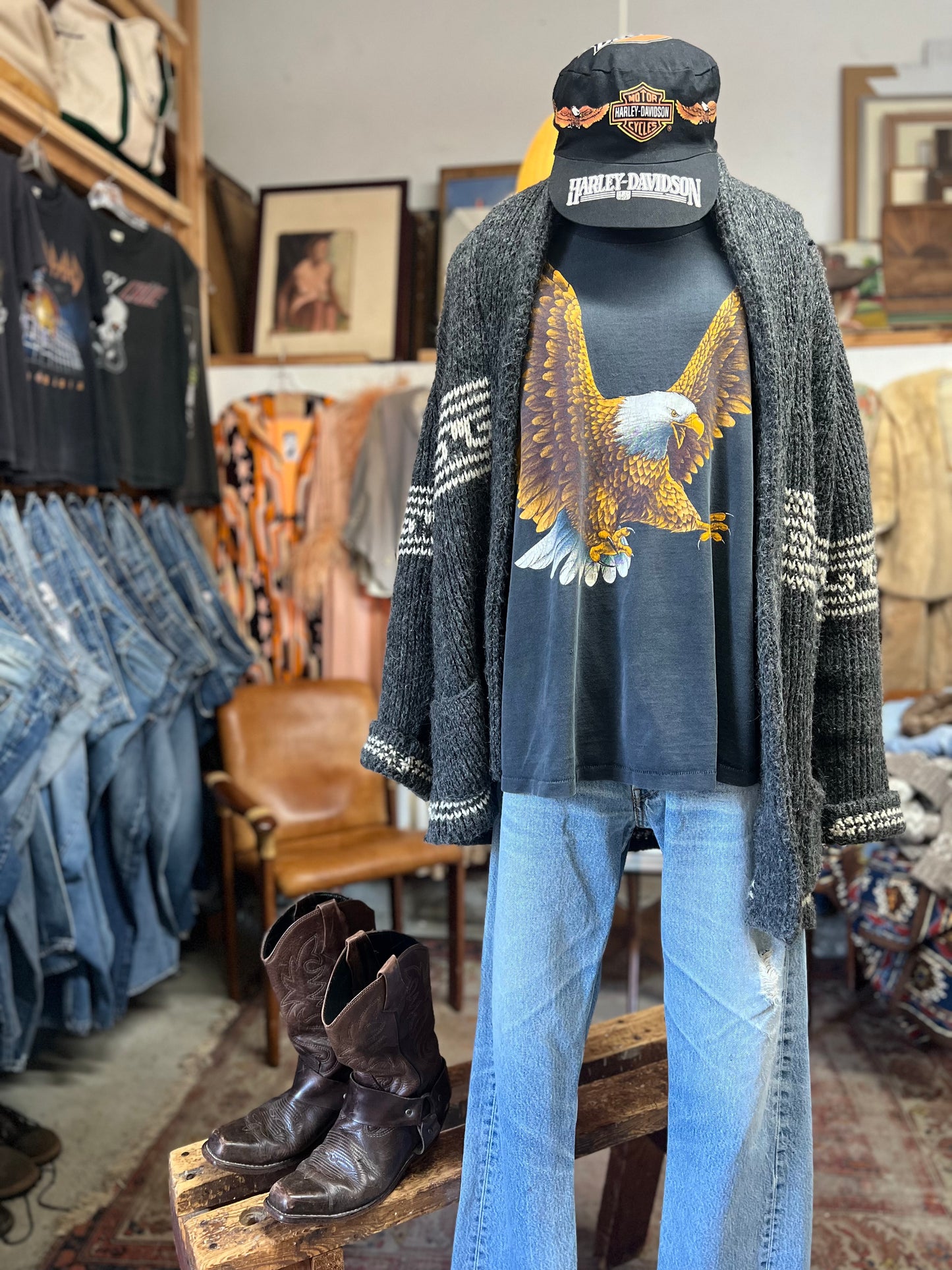 Vintage 1970’s Hand Knit Oversized Cowichan Cardigan XL