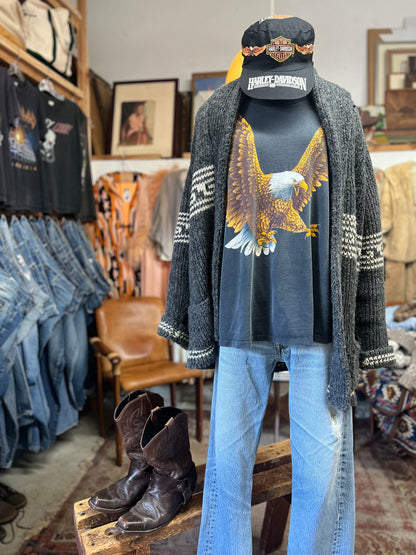 Vintage 1970’s Hand Knit Oversized Cowichan Cardigan XL